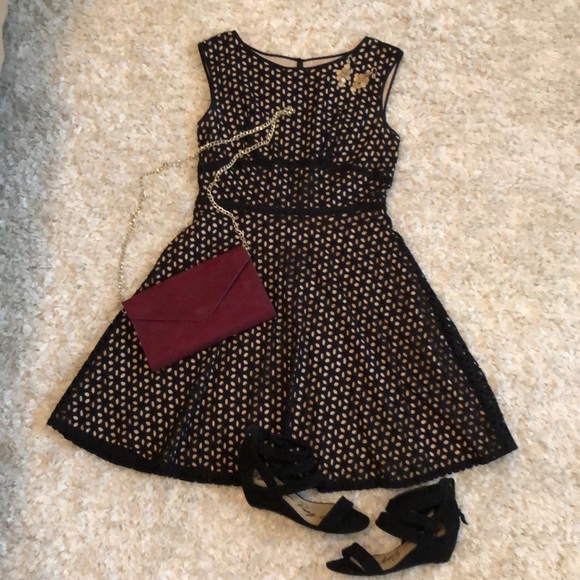 Ann Taylor Loft Black Fit & Flare Cocktail Dress - Picture 1 of 6